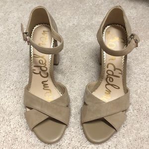 New Sam Edelman Orlane oatmeal suede heels size 6.5